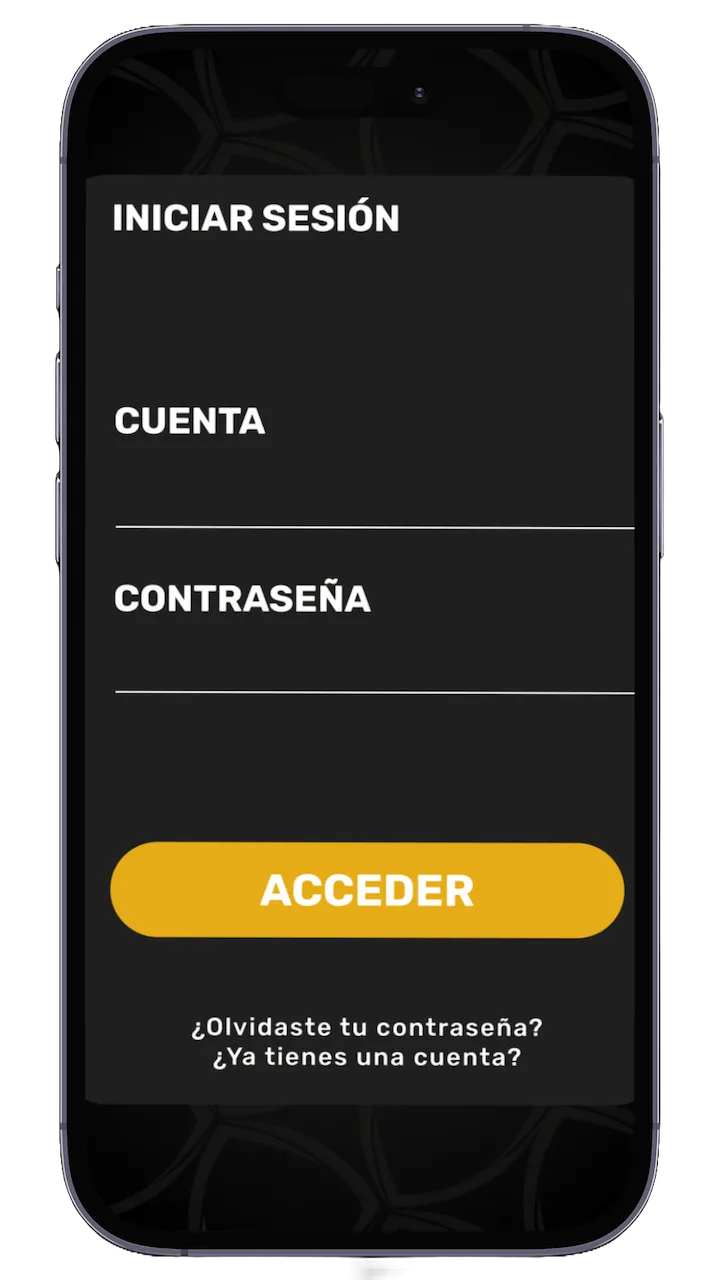 Un teléfono mostrando la pantalla de inicio de sesión a Acceso 614